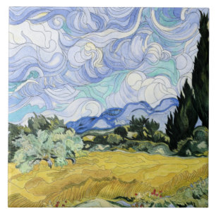 Van Gogh - Wheatfield met cyperen Tegeltje