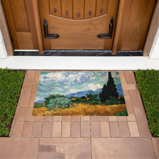 Van Gogh - Wheatfield met Cypress Tree Deurmat (Buiten)