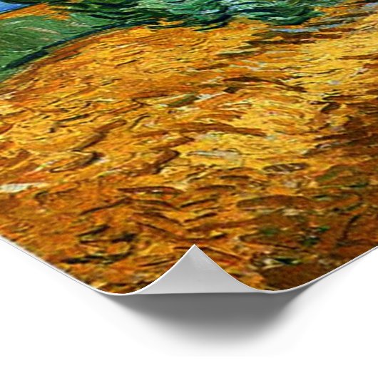 Van Gogh - Wheatfield met Cypress Tree Poster (Hoek)