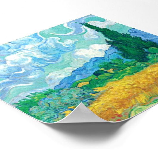 Van Gogh Wheatfield met Cypresses Poster (Hoek)