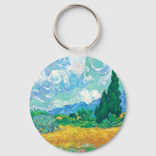 Van Gogh Wheatfield met Cypresses Sleutelhanger (Voorkant)