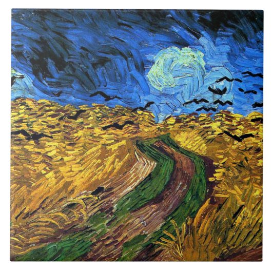 Van Gogh - Wheatfield with Crows, Tegeltje (Voorkant)