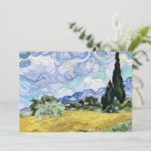 Van Gogh - Wheatfield with Cypresses, famous art Feestdagenkaart (Staand voorkant)