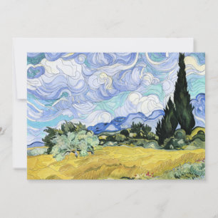 Van Gogh - Wheatfield with Cypresses, famous art Feestdagenkaart