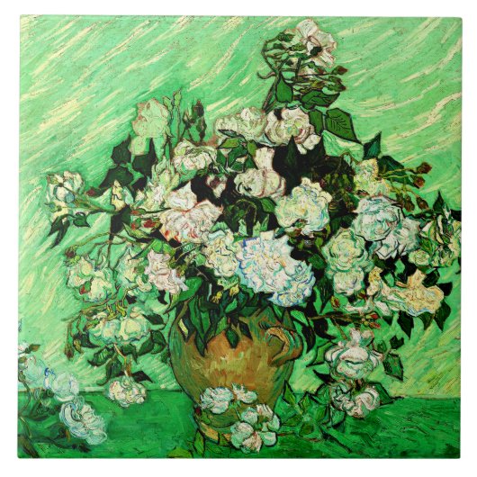 Van Gogh - White Roses, beroemd schilderij, Tegeltje (Voorkant)