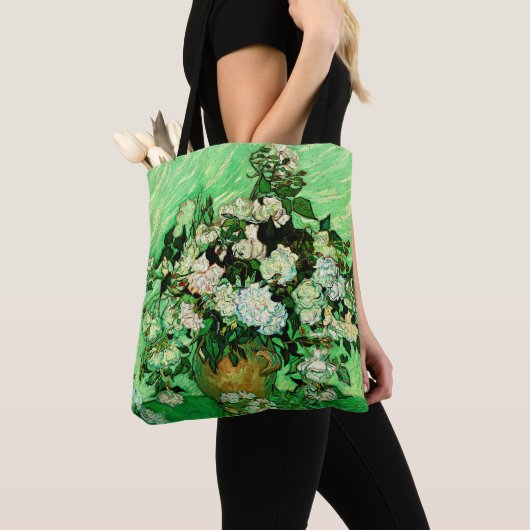 Van Gogh - White Roses, beroemd schilderij, Tote Bag (Dichtbij)
