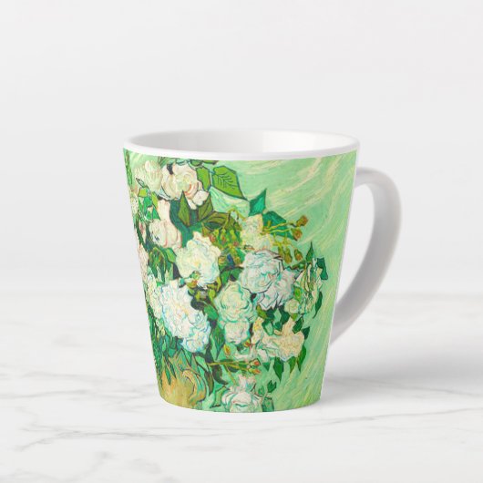 Van Gogh White Roses Latte Mok (Rechterhoek)
