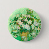 Van Gogh White Roses Ronde Button 5,7 Cm (Voorkant)