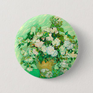 Van Gogh White Roses Ronde Button 5,7 Cm