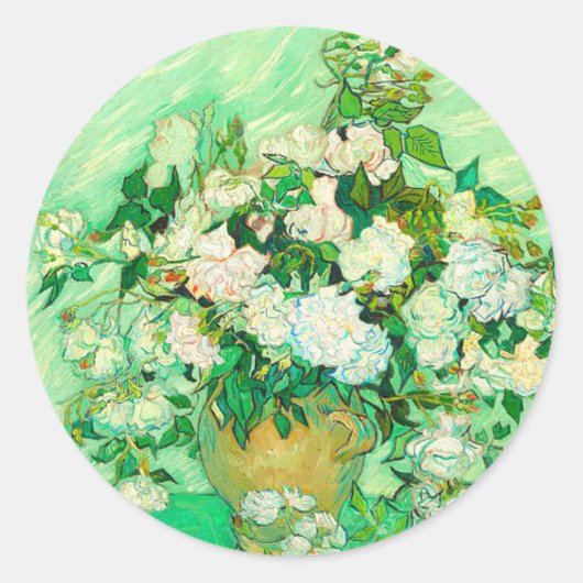 Van Gogh White Roses Ronde Sticker (Voorkant)