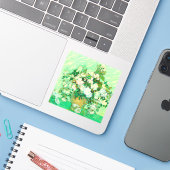 Van Gogh White Roses Sticker (Laptop met iPhone)