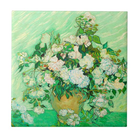 Van Gogh White Roses Tegeltje (Voorkant)