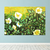 Van Gogh - Wilde Rozen, Canvas Afdruk (Insitu (Houten vloer))