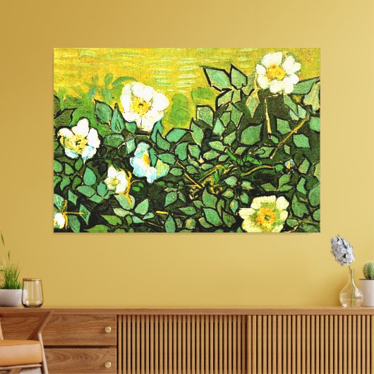 Van Gogh - Wilde Rozen,  Canvas Afdruk (Insitu (Woonkamer))
