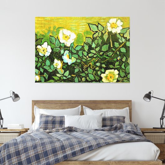 Van Gogh - Wilde Rozen, Canvas Afdruk (Insitu (Slaapkamer))