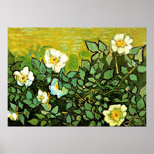 Van Gogh - Wilde Rozen, Van Gogh bloemschilderij Poster (Voorkant)
