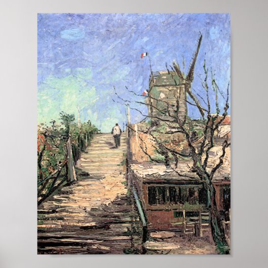 Van Gogh Windmolen op Montmartre Poster (Voorkant)
