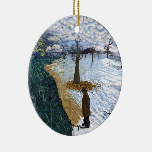 Van Gogh: Winterlandschap Keramisch Ornament (Rechts)