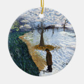 Van Gogh: Winterlandschap Keramisch Ornament (Voorkant)