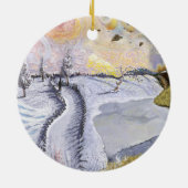 Van Gogh: Winterlandschap Keramisch Ornament (Achterkant)