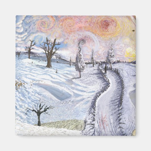 Van Gogh: Winterlandschap Magneet (Voorkant)