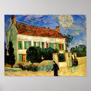 Van Gogh - Witte Huis bij de Nacht Poster