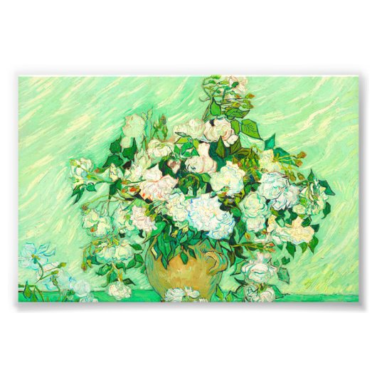 Van Gogh Witte Rozen Foto Afdruk (Voorkant)