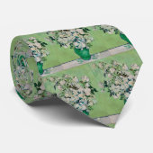 Van Gogh Witte Rozen - Smaragd Vaas Bloemschilderk Stropdas (Opgerold)