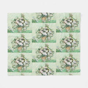 Van Gogh Witte Rozen - Vintage Mint Bloemen Kunst Fleece Deken