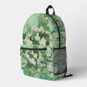 Van Gogh Witte Rozen - Vintage Mint Bloemkunst Bedrukte Rugzak