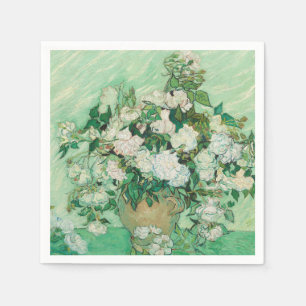 Van Gogh Witte Rozen - Vintage Mint Bloemkunst Servet