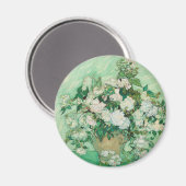 Van Gogh Witte Rozen - Vintage Mint Bloemschilderk Magneet (Voorkant / Achterkant)