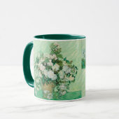 Van Gogh Witte Rozen - Vintage Mint Bloemschilderk Mok (Voorkant links)
