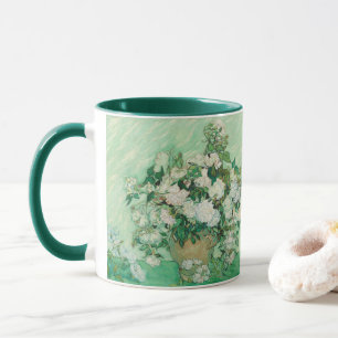 Van Gogh Witte Rozen - Vintage Mint Bloemschilderk Mok