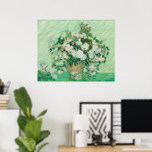 Van Gogh Witte Rozen - Vintage Mint Bloemschilderk Poster (Thuiskantoor)