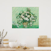Van Gogh Witte Rozen - Vintage Mint Bloemschilderk Poster (Keuken)