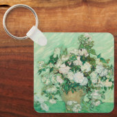 Van Gogh Witte Rozen - Vintage Mint Bloemschilderk Sleutelhanger (Voorkant)