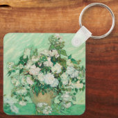 Van Gogh Witte Rozen - Vintage Mint Bloemschilderk Sleutelhanger (Achterkant)