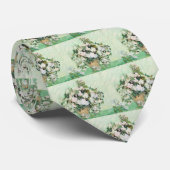 Van Gogh Witte Rozen - Vintage Mint Bloemschilderk Stropdas (Opgerold)