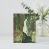 Van Gogh Woman met White Shawl in een Hout Briefkaart (Staand voorkant)