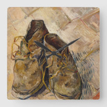 Van Gogh Worn Shoes Schilder Art Square Wall Clock