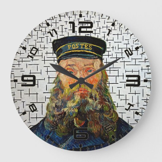 Van Gogh x Mondrian Kunstfusie Wandklok (Voorkant)