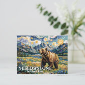 Van Gogh Yellowstone Grizzly Beer Aangepaste tekst Briefkaart (Staand voorkant)
