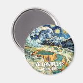 Van Gogh Yellowstone Mammoth Hot Springs Vintage Magneet (Voorkant / Achterkant)