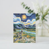 Van Gogh Yellowstone Nationaal Park Wolf Howling Briefkaart (Staand voorkant)