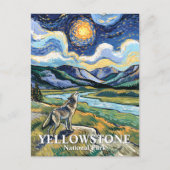 Van Gogh Yellowstone Nationaal Park Wolf Howling Briefkaart (Voorkant)