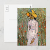 Van Gogh, Young Girl Standing; Background of Wheat Briefkaart (Voorkant / Achterkant)
