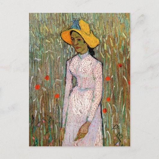 Van Gogh, Young Girl Standing; Background of Wheat Briefkaart (Voorkant)