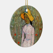 Van Gogh, Young Girl Standing; Background of Wheat Keramisch Ornament (Rechts)