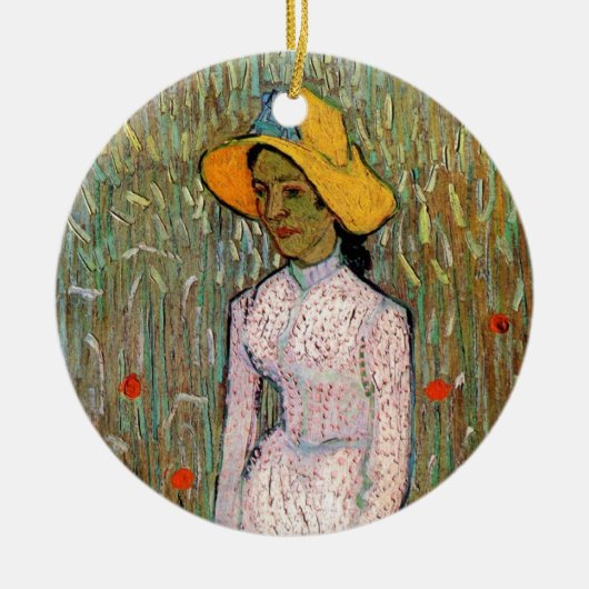 Van Gogh, Young Girl Standing; Background of Wheat Keramisch Ornament (Voorkant)